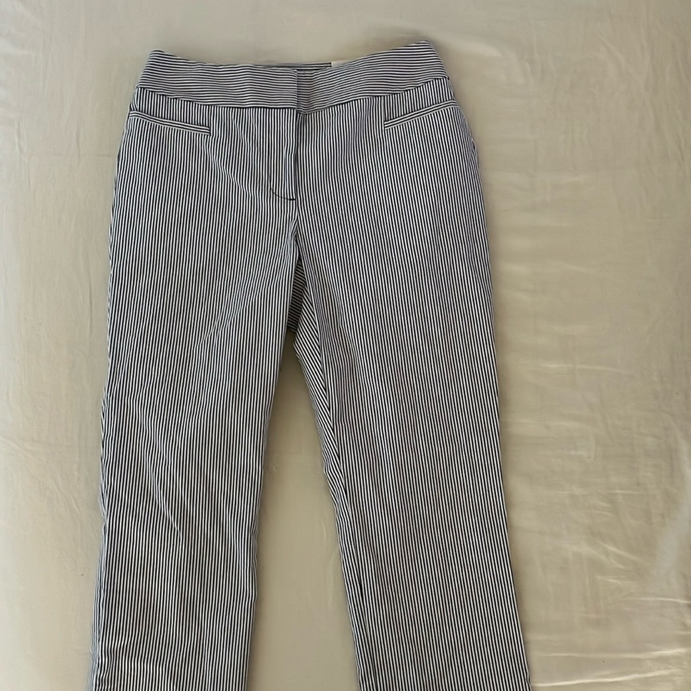 Striped Blue and White Mid Rise Slacks